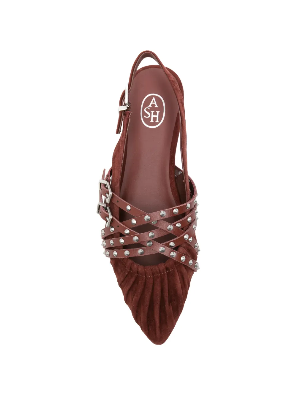Ash studded buckled flat pumps Rood