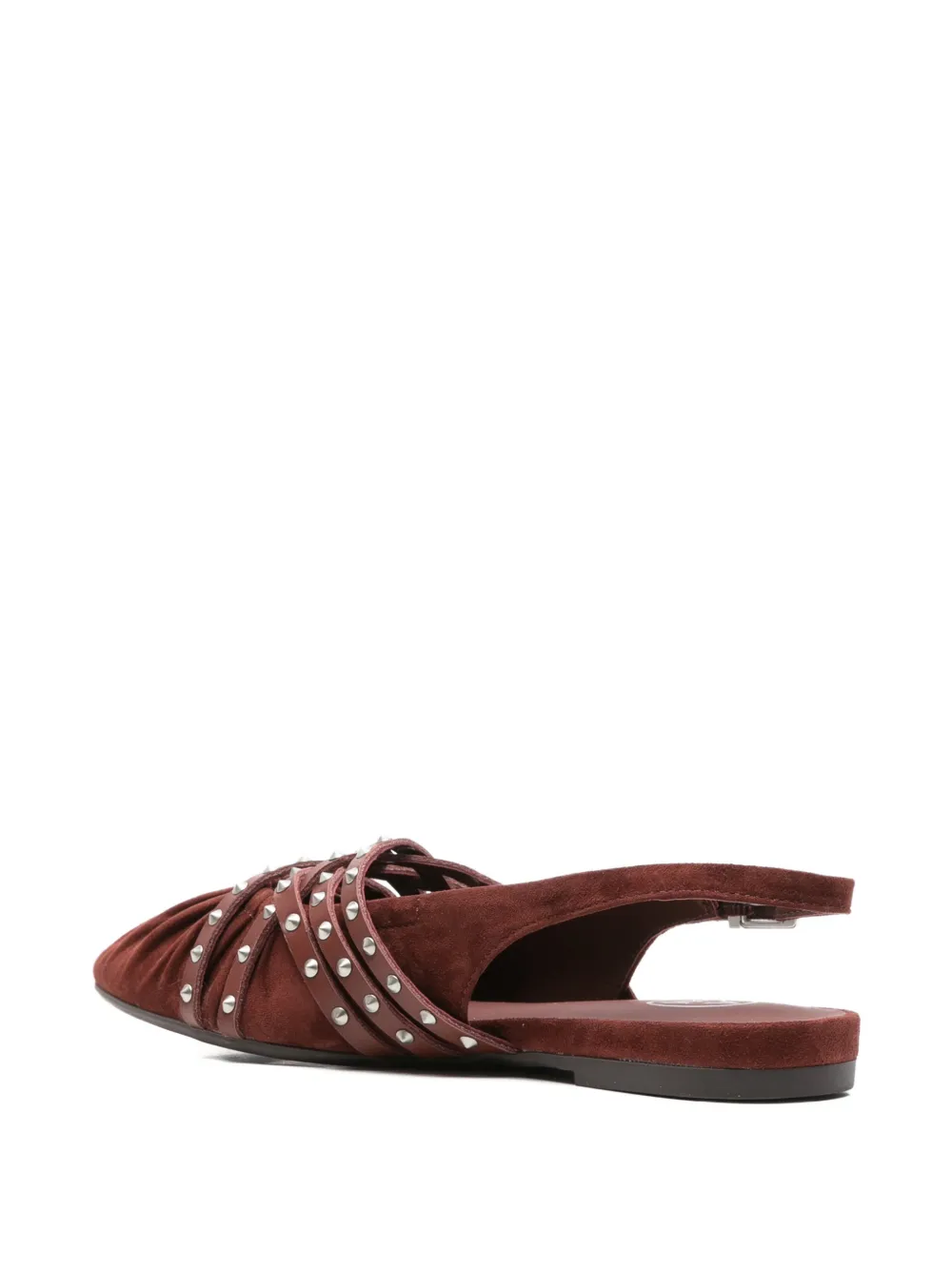 Ash studded buckled flat pumps Rood