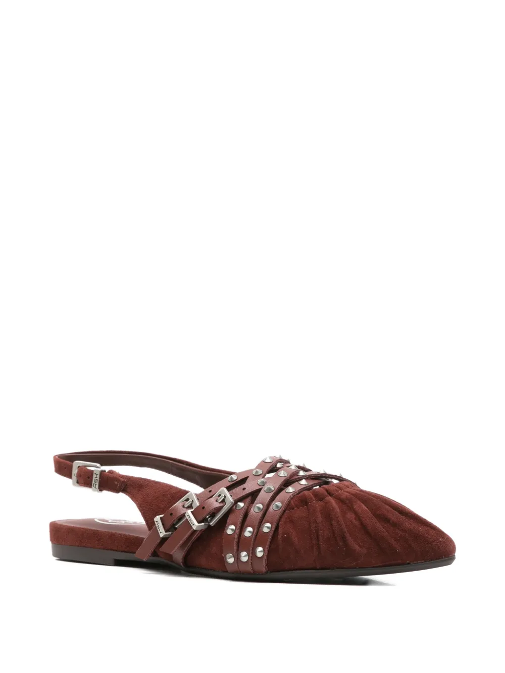 Ash studded buckled flat pumps Rood