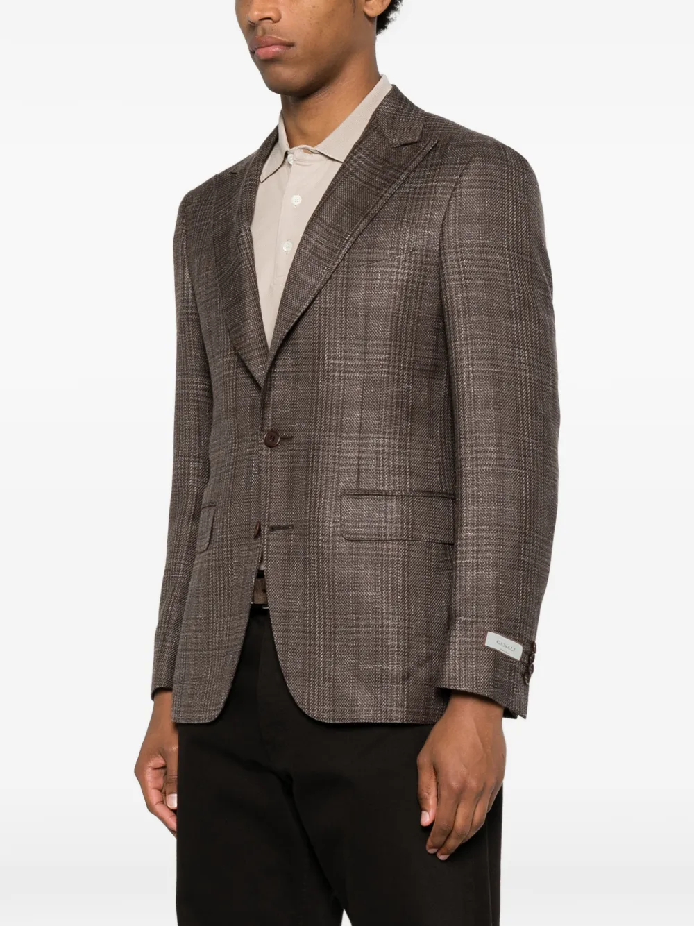 Canali Geruite blazer met enkele rij knopen Bruin