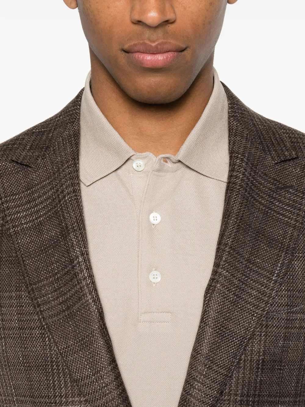 Canali Geruite blazer met enkele rij knopen Bruin