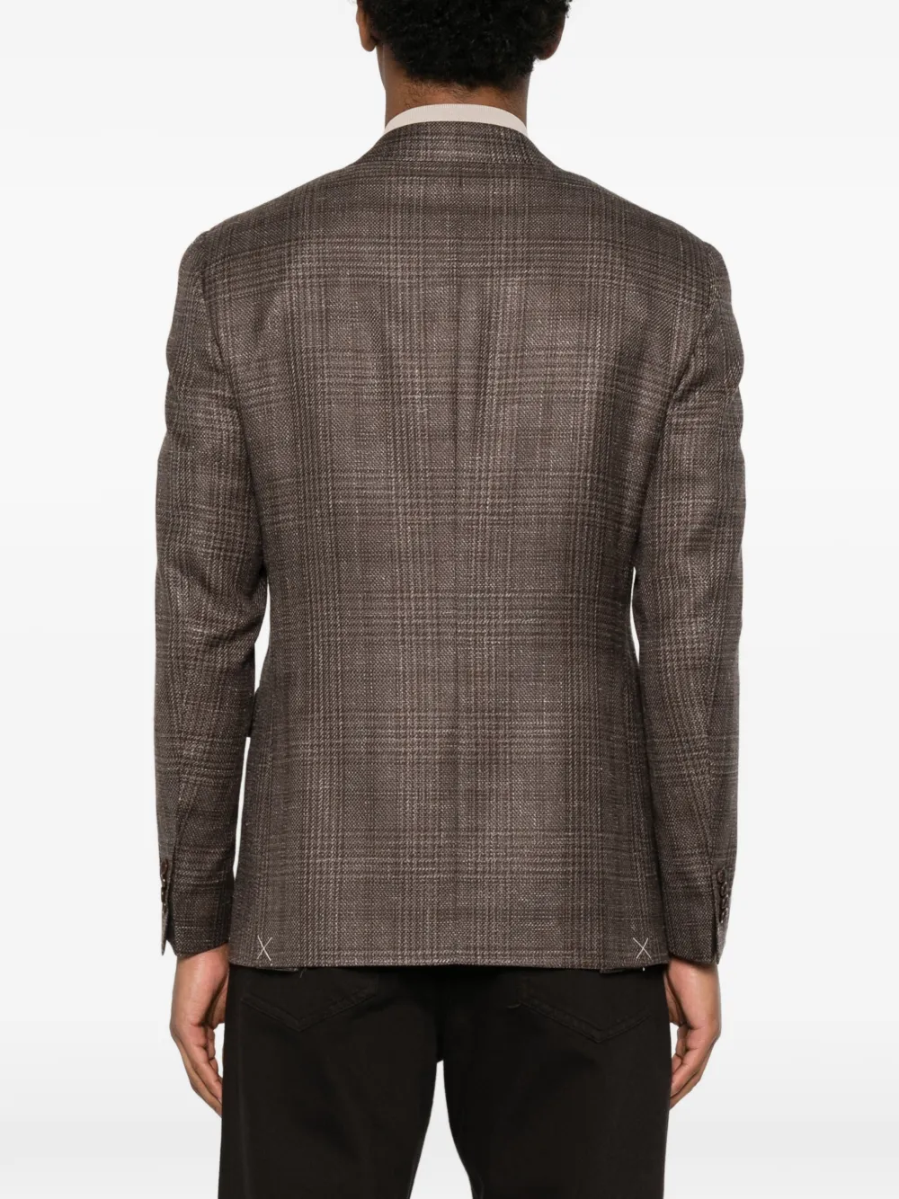 Canali Geruite blazer met enkele rij knopen Bruin