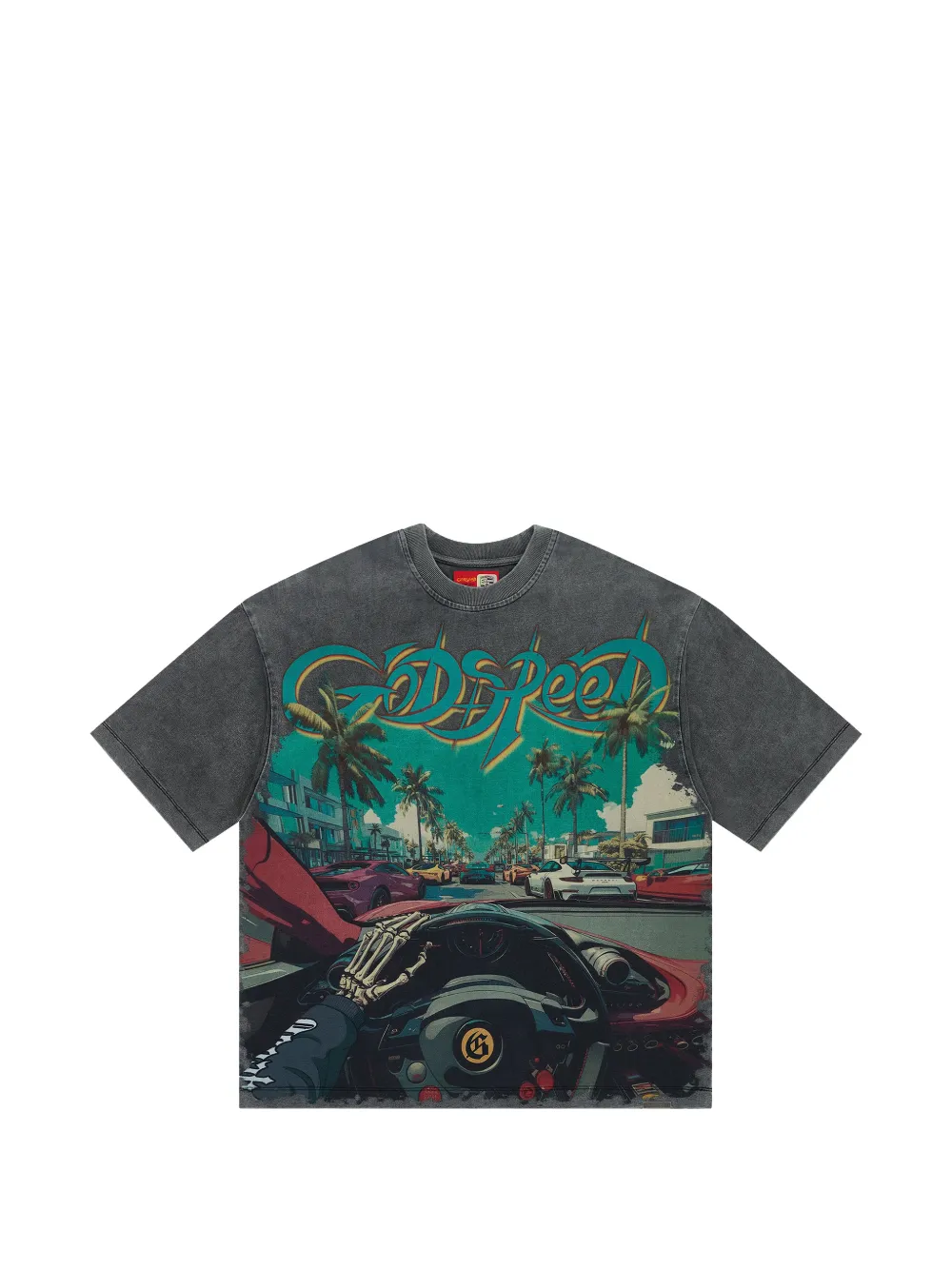 Godspeed Graphic-print Washed T-shirt In Gray