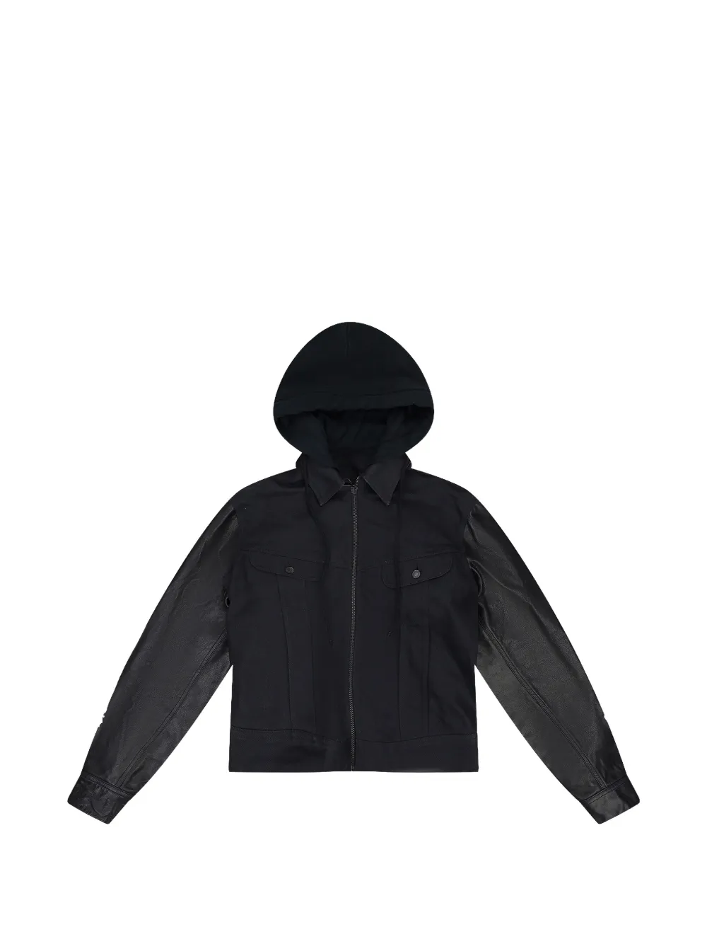 COUNTY OF MILAN graphic-print panelled denim hooded jacket - Nero