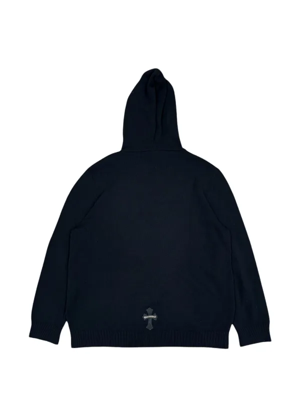 Chrome Hearts leather-patch Cashmere Hoodie | Black | FARFETCH