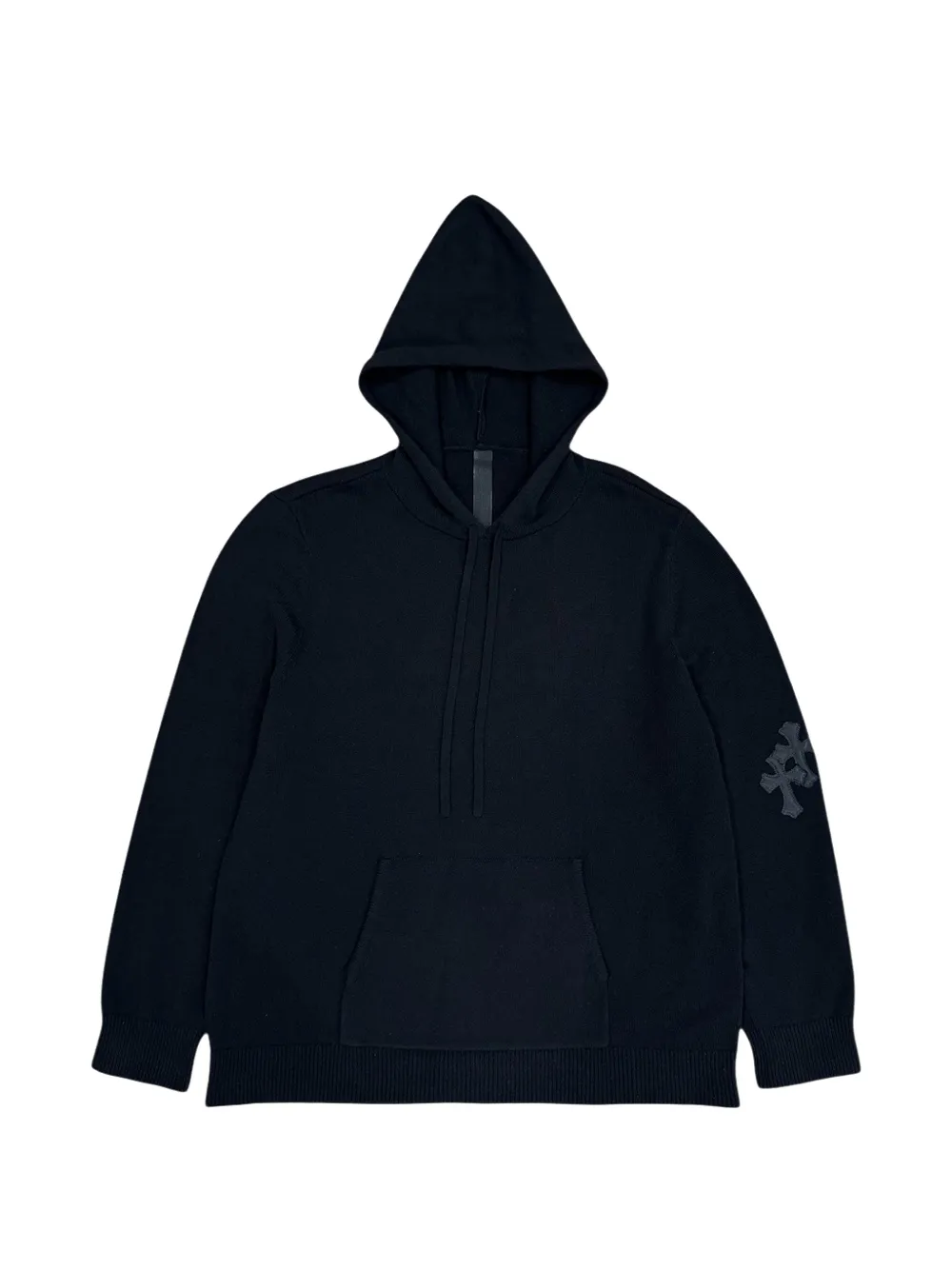 Chrome Hearts leather-patch cashmere hoodie - Black