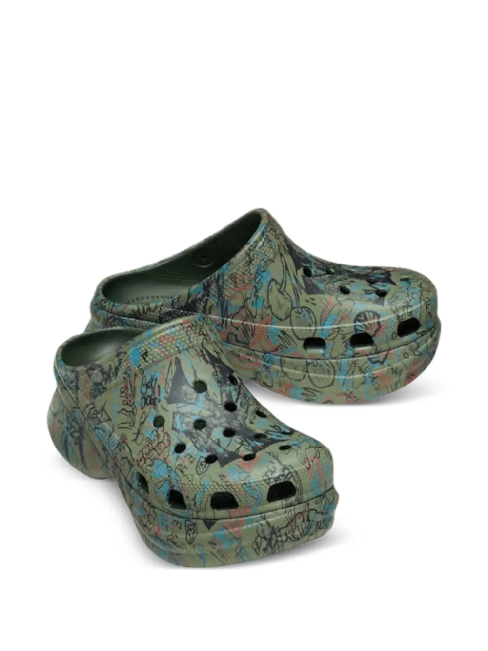 Crocs Classic Bae graffiti clogs Groen