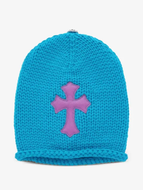 Chrome Hearts bonnet en cuir à patch croix
