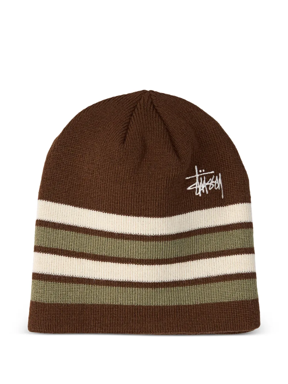 Stüssy striped skullcap beanie hat - Marrone