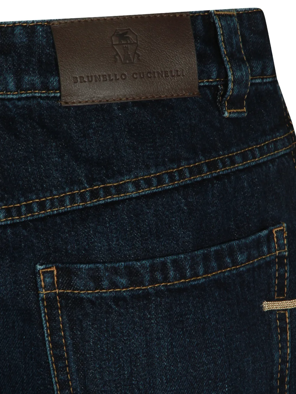 Brunello Cucinelli Jeans verfraaid met ketting en vijf zakken Blauw
