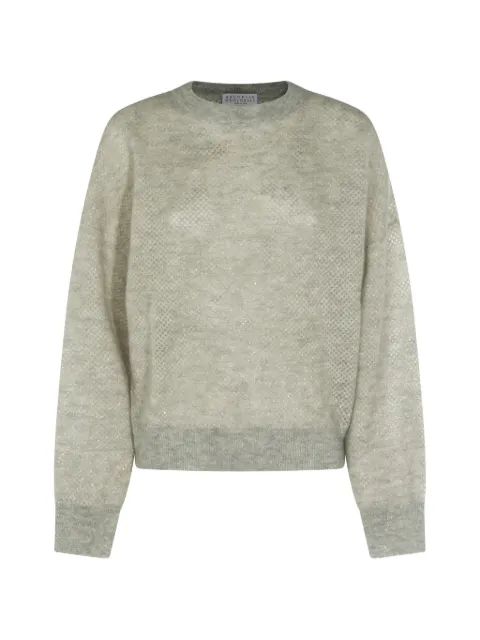 Brunello Cucinelli — metallic open-knit sweater