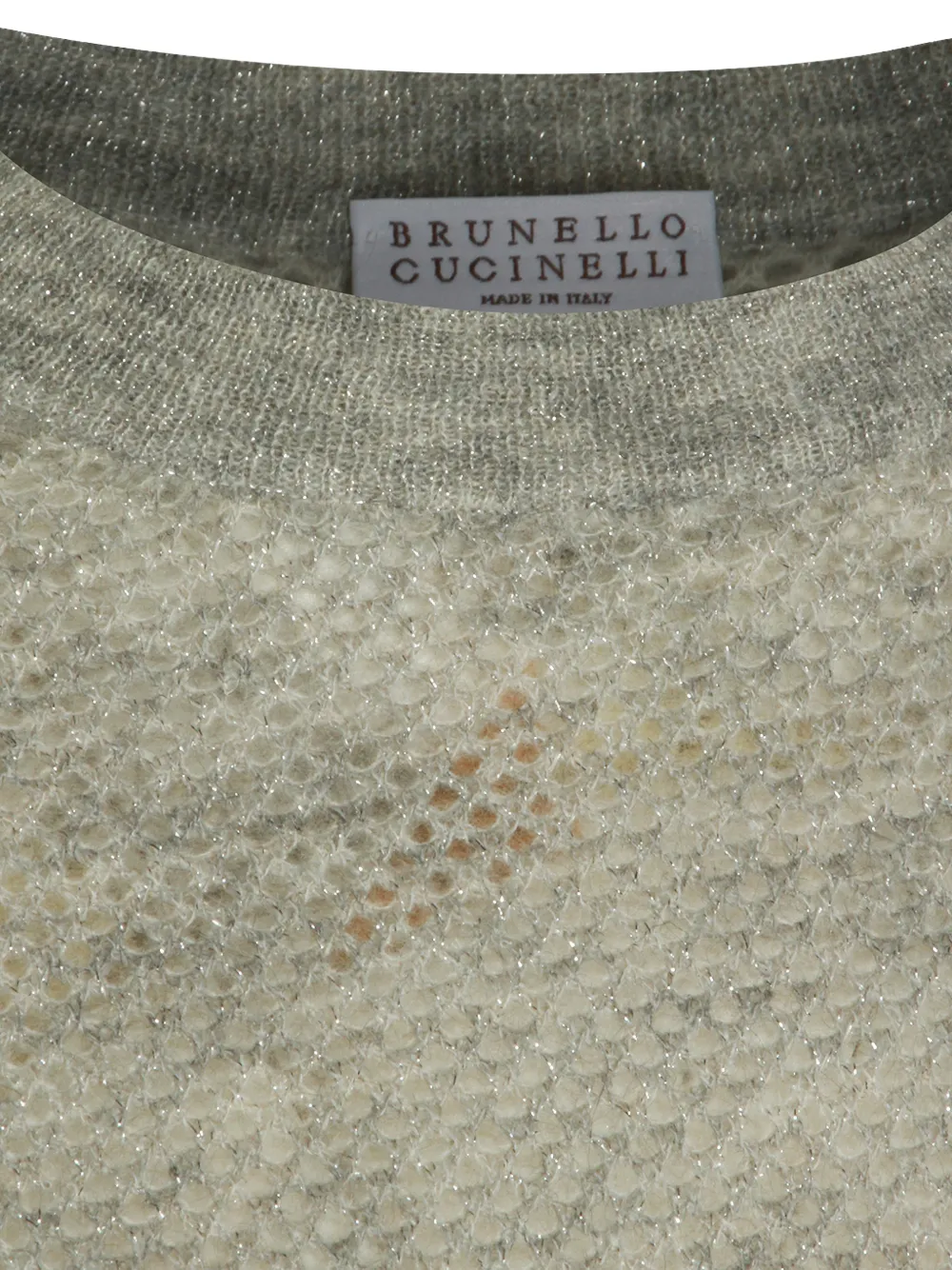 Brunello Cucinelli Metallic opengebreide trui Beige