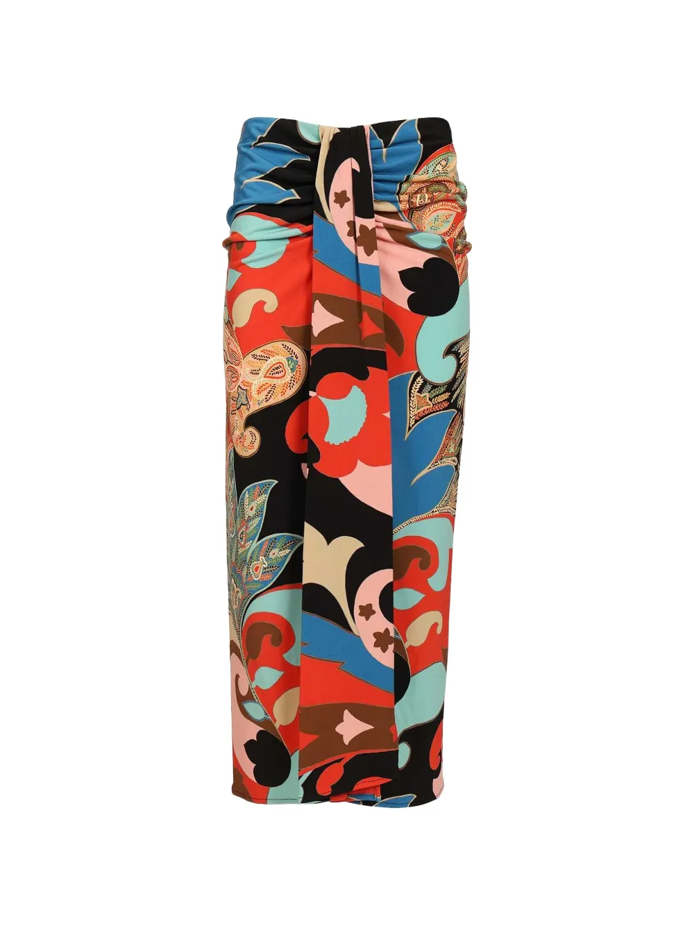 ETRO paisley-print gathered asymmetric maxi skirt - Rosso