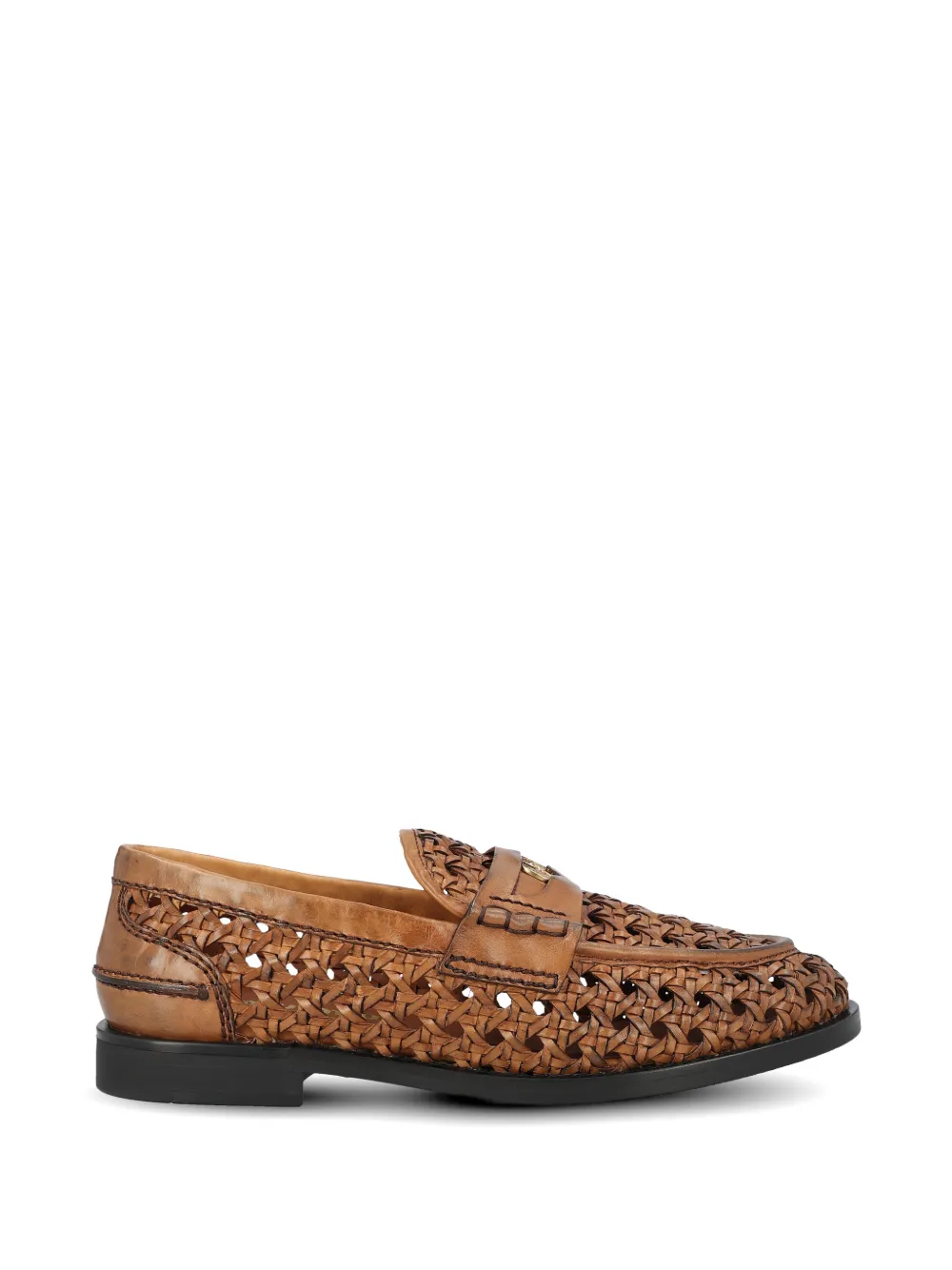Miu Miu woven leather loafers - Marrone