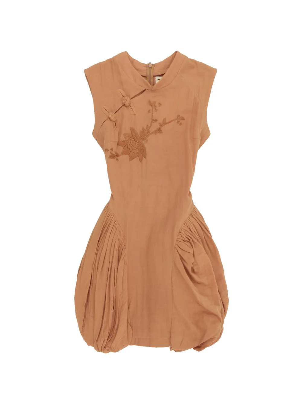 TACH CLOTHING Marona floral-embroidered bubble-hem mini dress - Brown