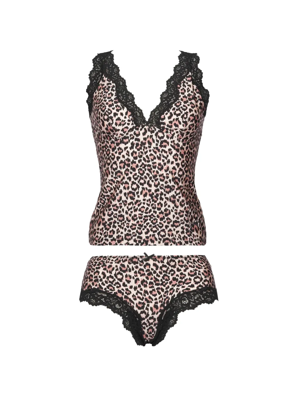 GUESS USA leopard-print lace-trim pajamas - Rosa