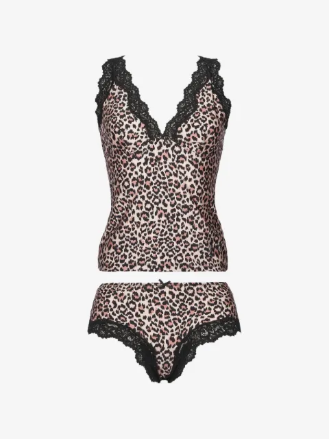 GUESS USA leopard-print lace-trim pajamas