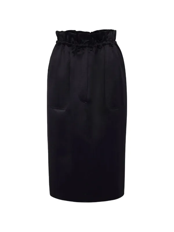 Adam Lippes Paper-bag-waist Pencil Skirt in Black