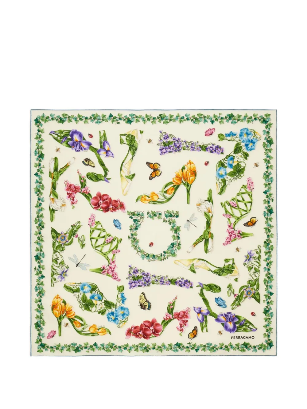 Ferragamo Eden shoes-print scarf - Nude