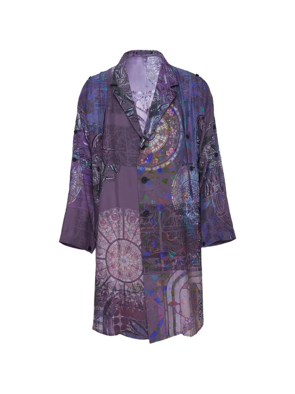 Yohji Yamamoto graphic-print single-breasted coat - Purple