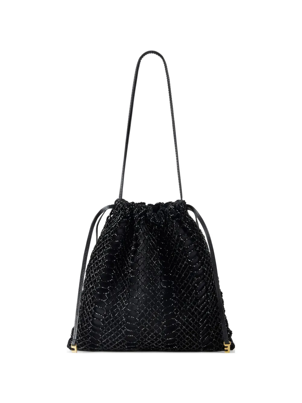 Elisabetta Franchi beaded-mesh bucket shoulder bag - Nero