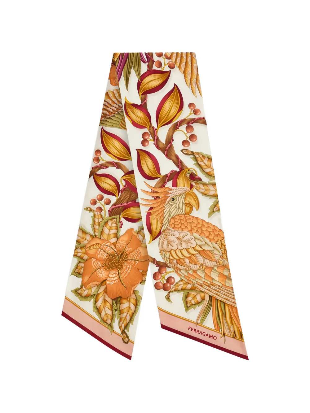Ferragamo Parrots bandeau scarf - Arancione