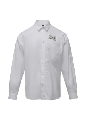 処分 Simone Rocha シャツ 美品 Simone Rocha Men's Flower Embroidered Tulle Overlay Shirt | Neiman