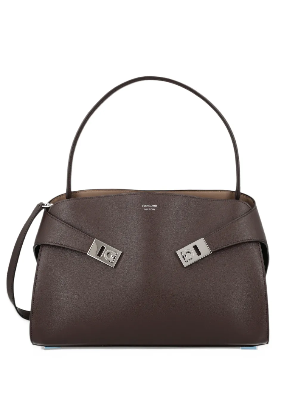Ferragamo Hug leren schoudertas Bruin