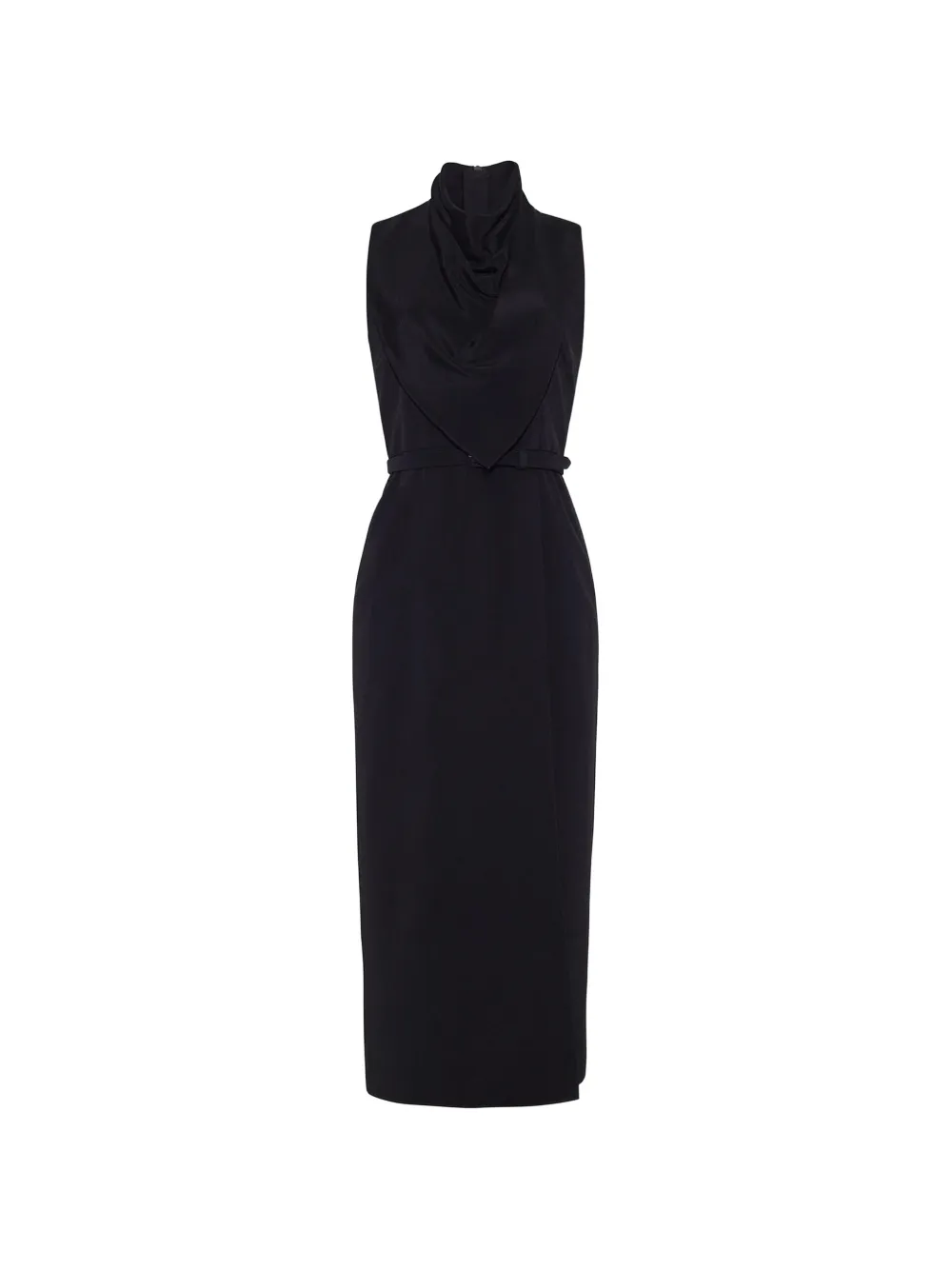 scarf-drape silk-crepe midi dress