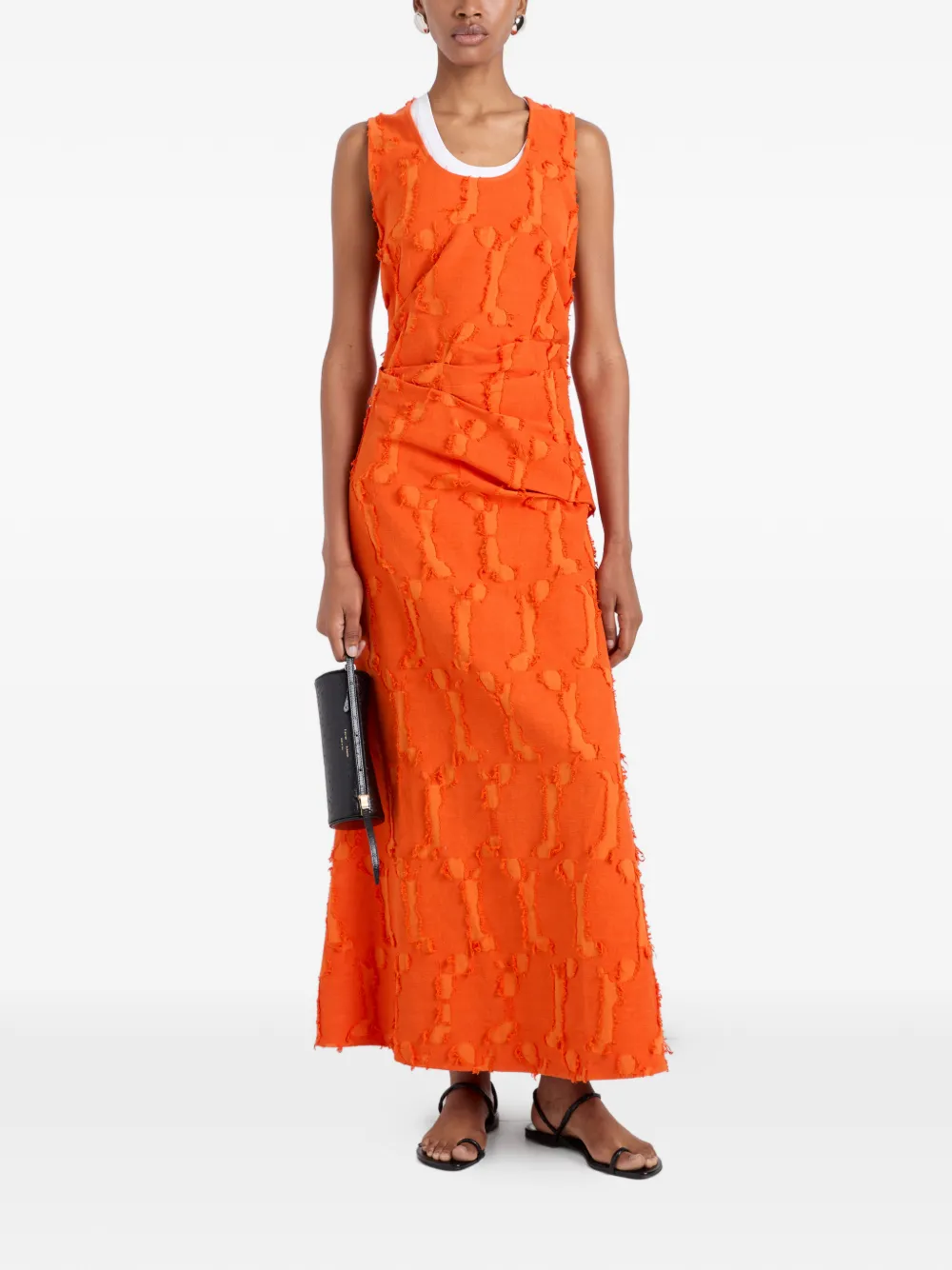 Proenza Schouler White Label Violeta maxi-dress met franje en jacquard Oranje