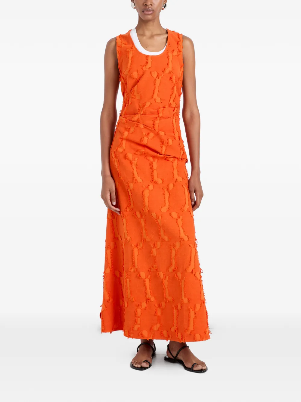 Proenza Schouler White Label Violeta maxi-dress met franje en jacquard Oranje