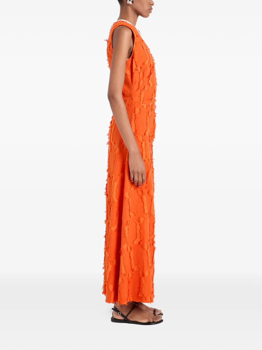 Proenza Schouler White Label Violeta maxi-dress met franje en jacquard Oranje