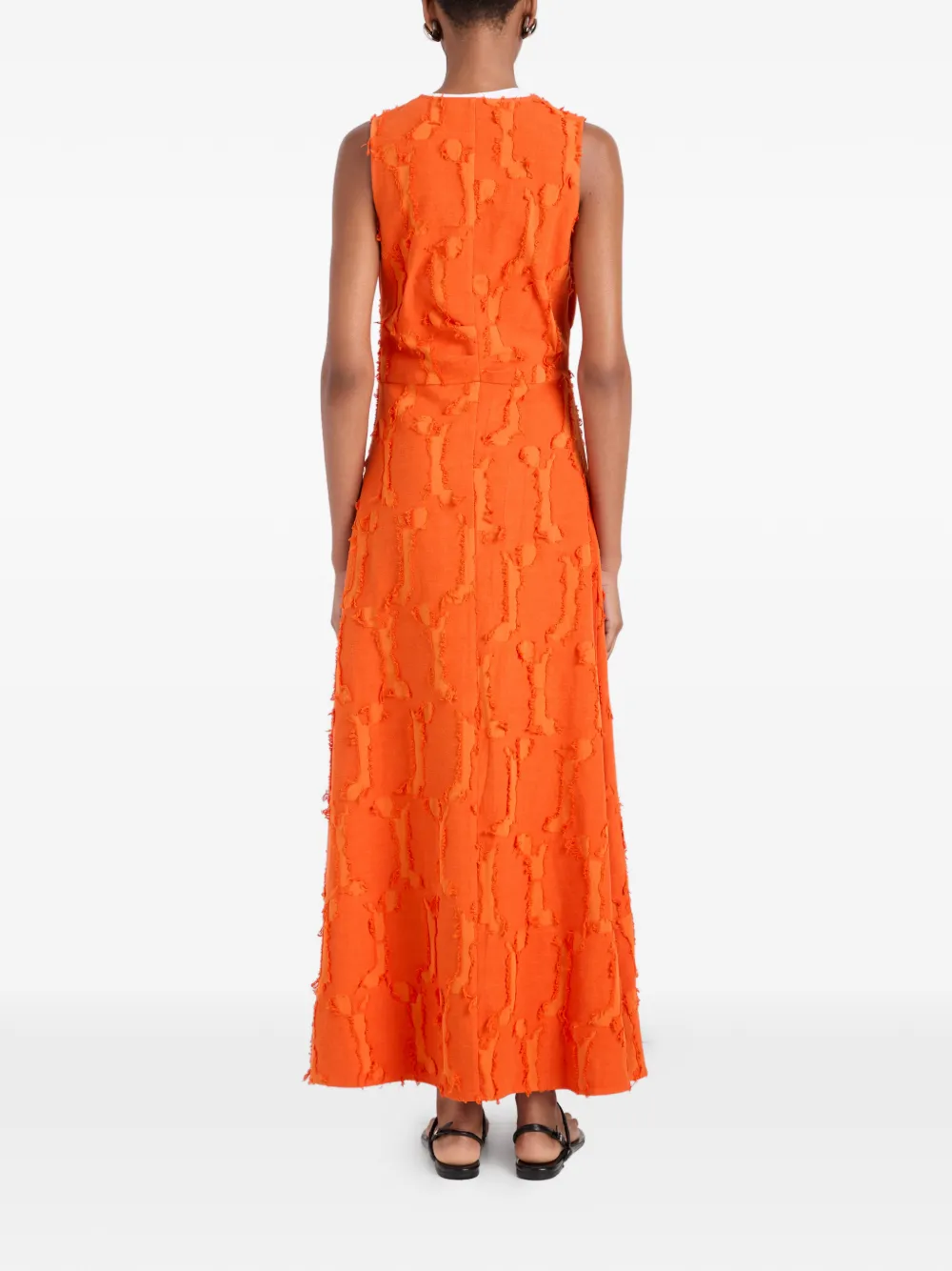 Proenza Schouler White Label Violeta maxi-dress met franje en jacquard Oranje