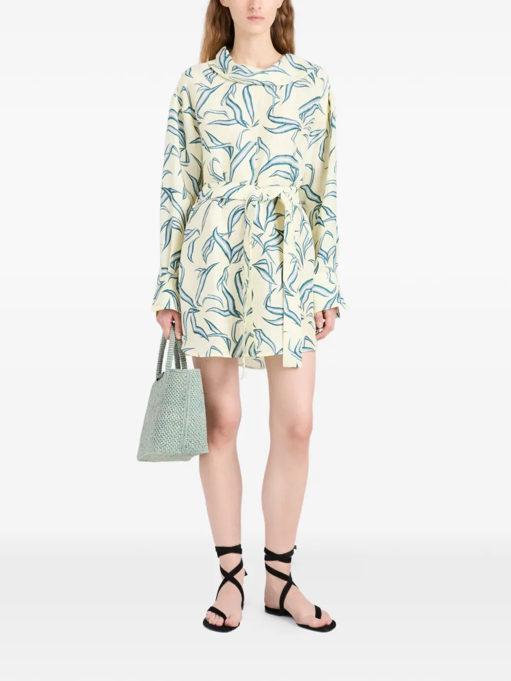Proenza Schouler Lalia mini-jurk met bladerprint Beige