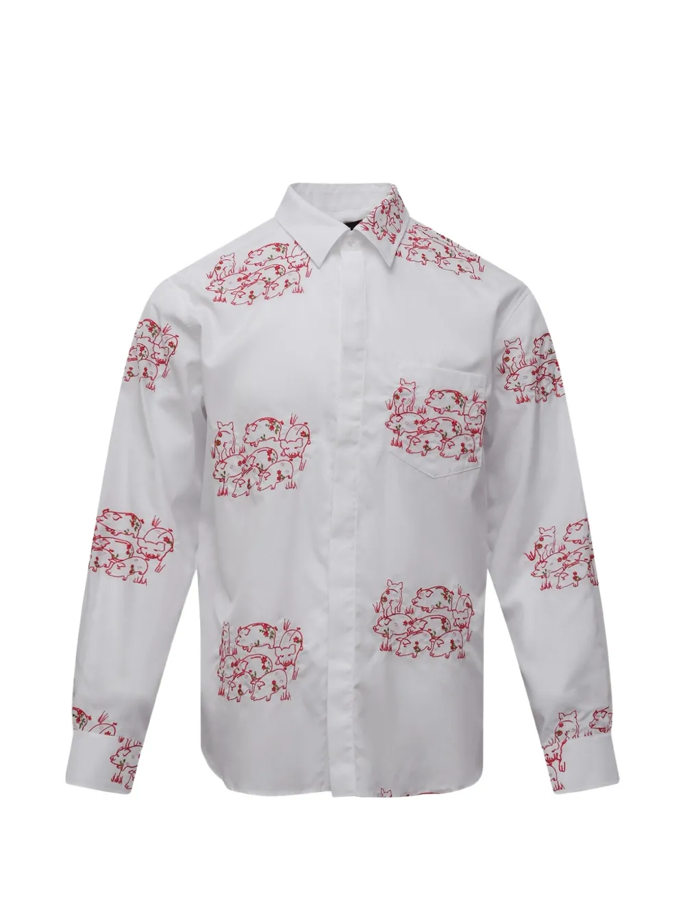 Simone Rocha Camicia a maniche lunghe con ricamo - Bianco