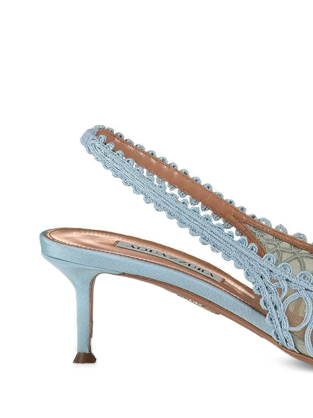 Aquazzura Kahlo crochet-knit slingback pumps Blauw