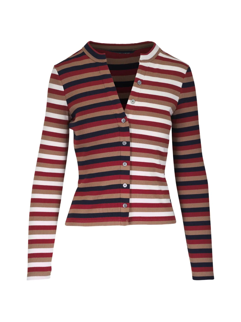 Veronica Beard striped rib-knit cardigan - Rosso
