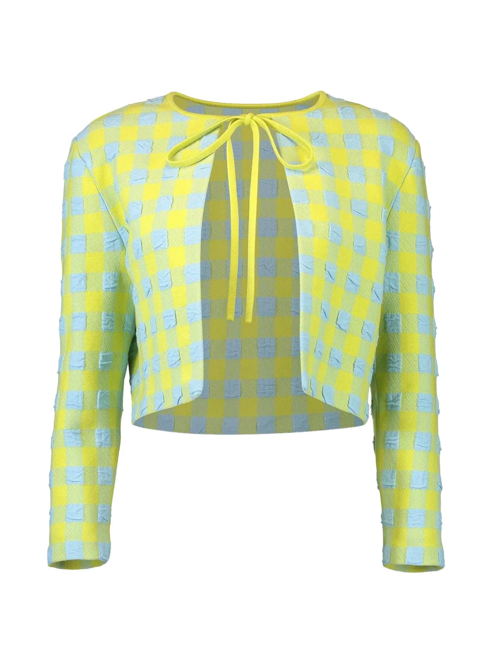 Oscar de la Renta gingham-pattern tie-fastening cardigan - Gelb