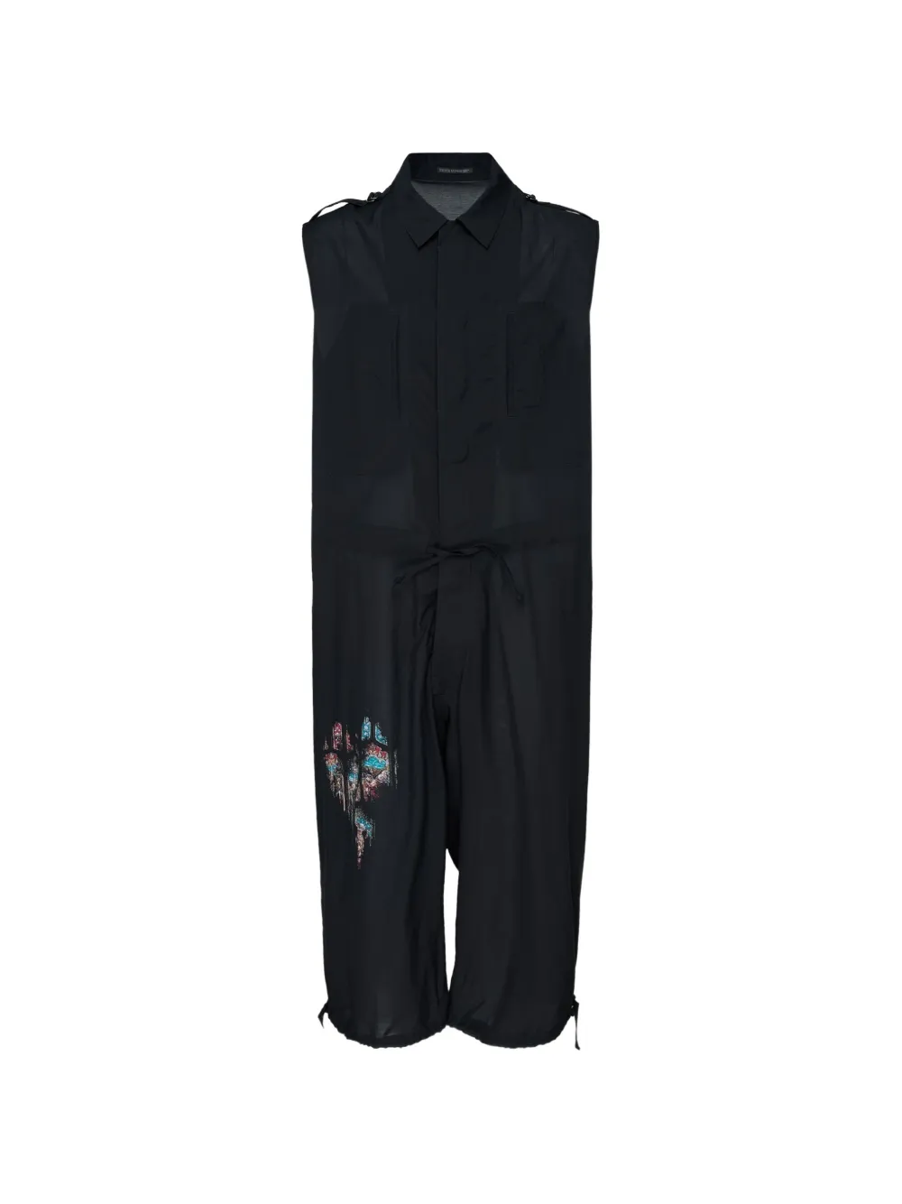 Yohji Yamamoto graphic-print sleeveless jumpsuit - Black