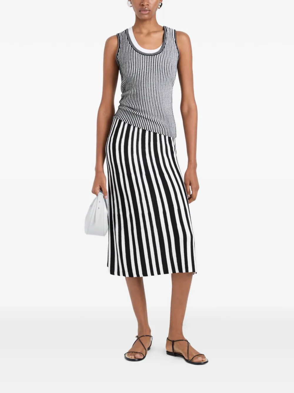 Proenza Schouler White Label Isley ribgebreide midi-rok Zwart