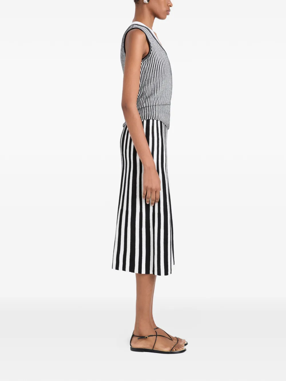 Proenza Schouler White Label Isley ribgebreide midi-rok Zwart