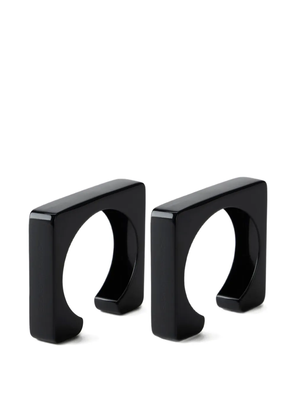 Elisabetta Franchi square rigid cuff bracelets (set of two) - Nero