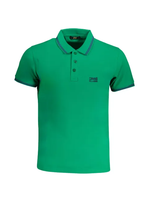 Cavalli Class logo-embroidery tipped polo shirt