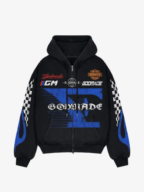 GODMADE hoodie zippé à imprimé graphique