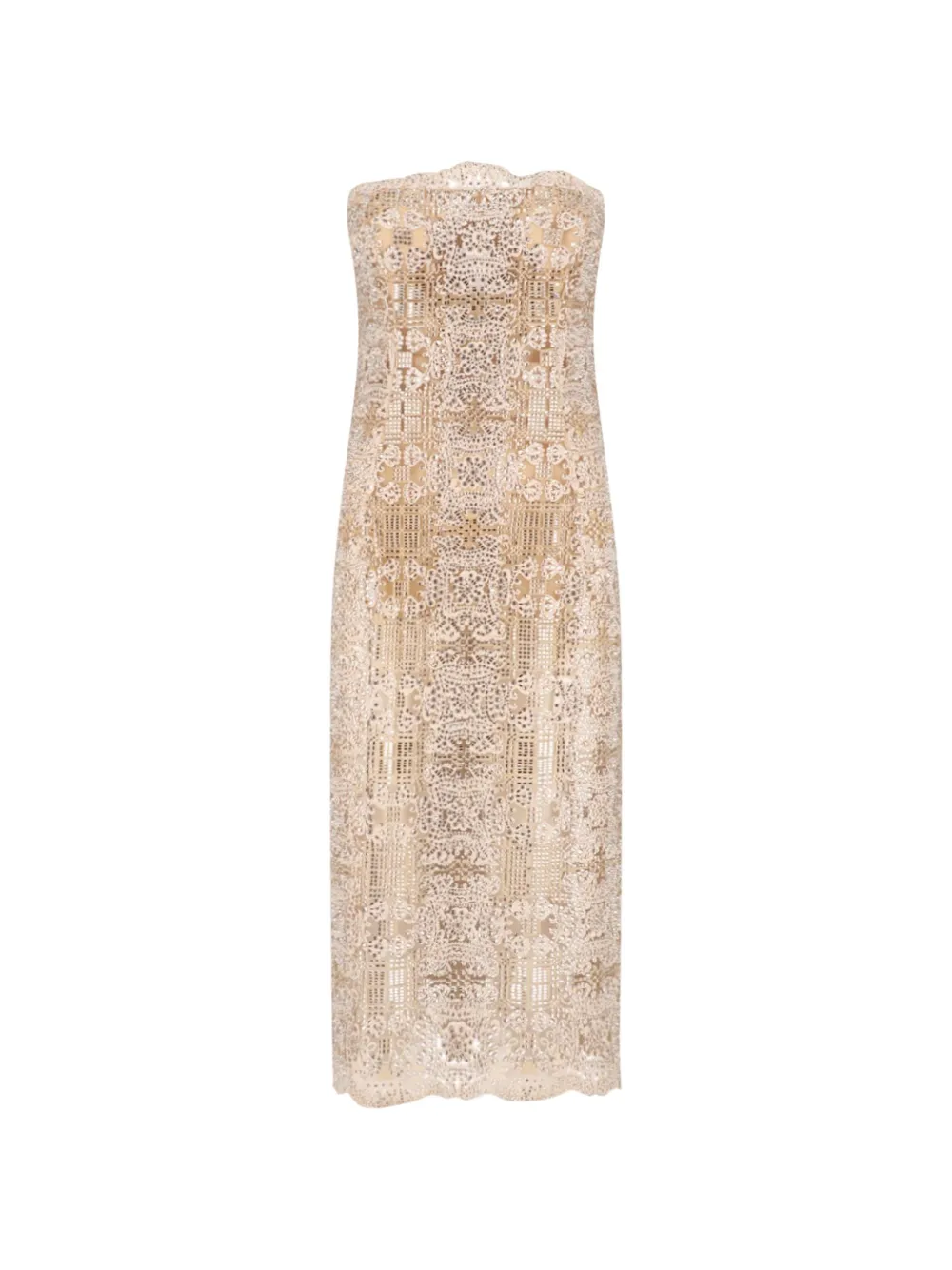 Ermanno Scervino crystal-embellished lace midi dress - Toni neutri