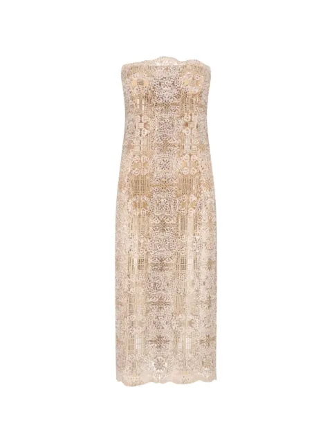 Ermanno Scervino crystal-embellished lace midi dress