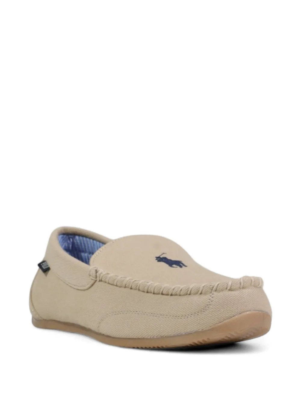 Polo Ralph Lauren whipstitch-detail logo-embroidered loafers Beige