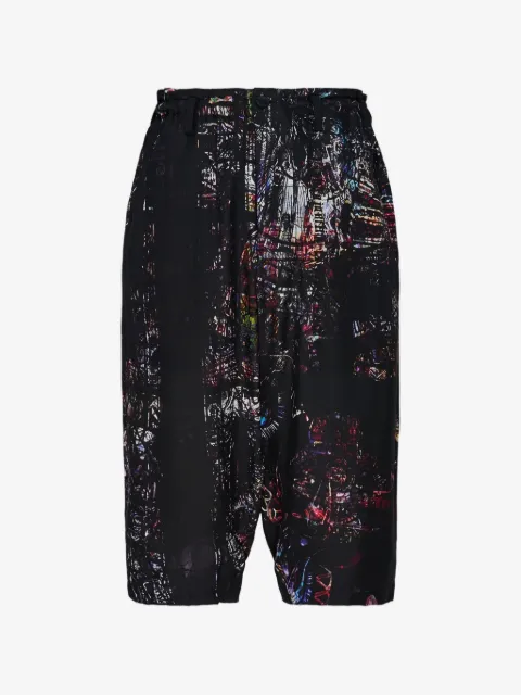 Yohji Yamamoto graphic-print cropped trousers