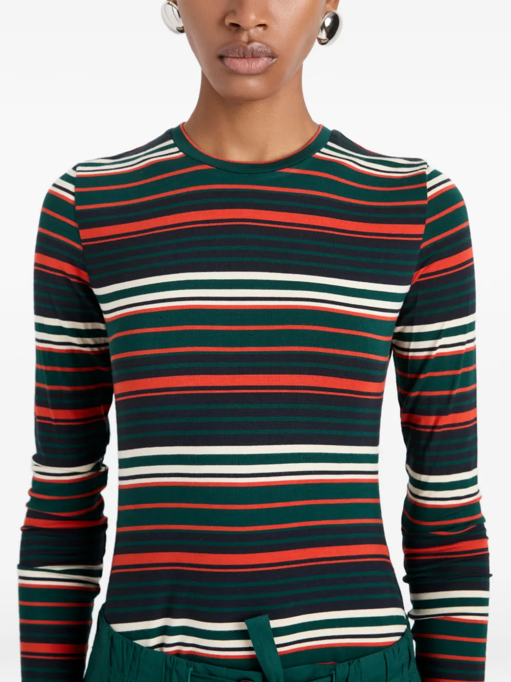 Proenza Schouler White Label Mae gestreept T-shirt Groen
