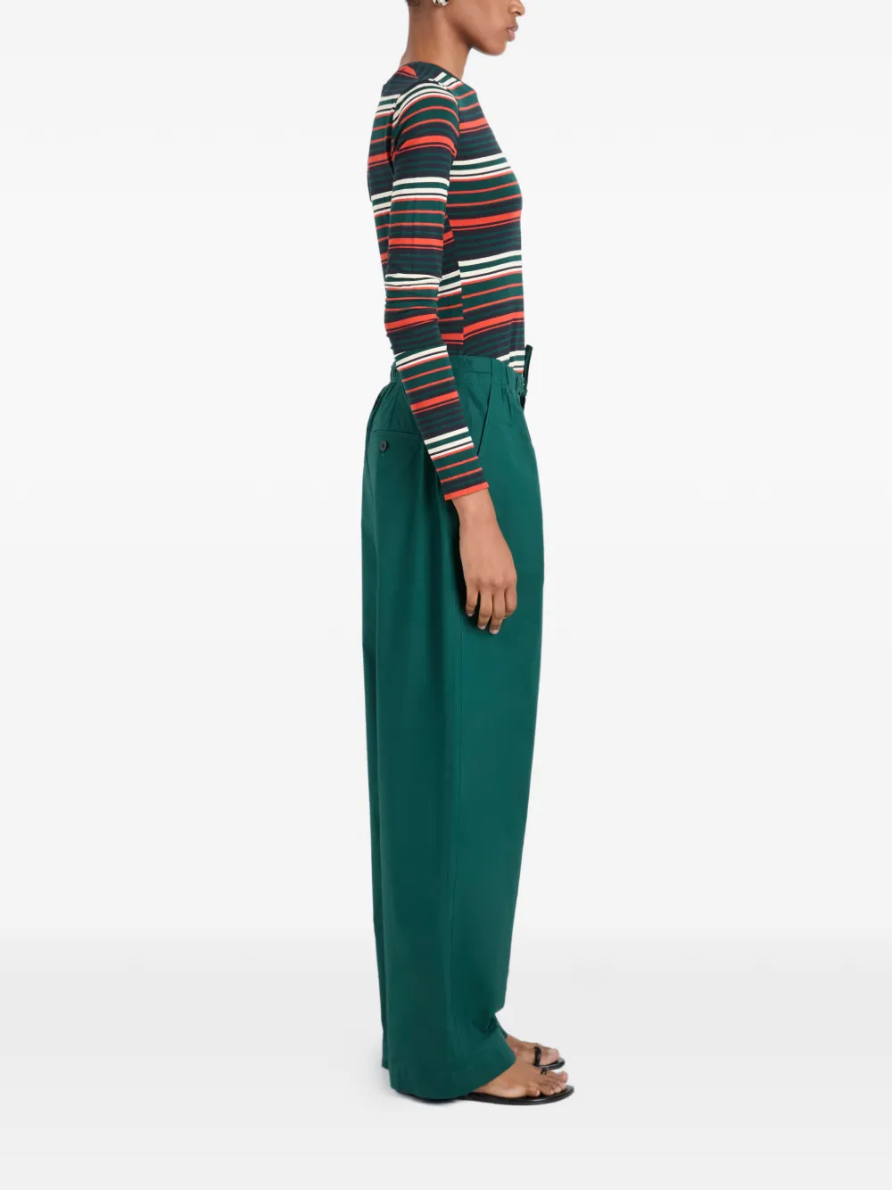 Proenza Schouler White Label Mae gestreept T-shirt Groen